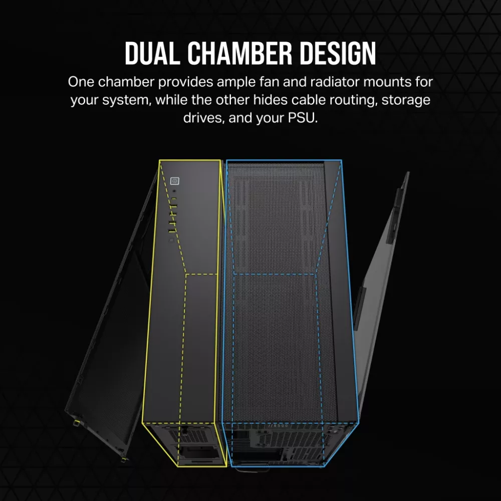 Corsair Dual Chamber PC Case , 6500D AIRFLOW , Black , Mid-Tower , Power supply included No , ATX