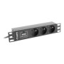 Lanberg Power Distribution Unit (PDU) 10 1U 16A 2m 3x French Outlets , PDU-03E-0200-BK