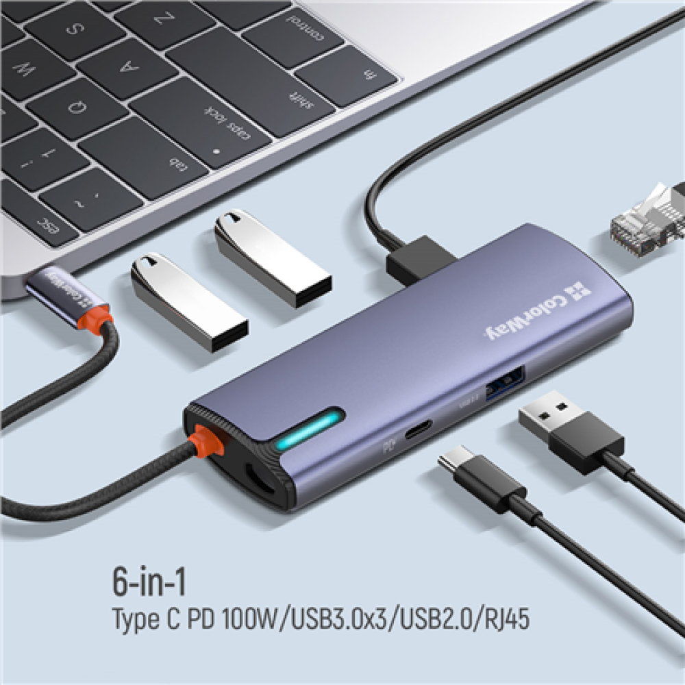 ColorWay 6-in-1 Docking Station , CW-HUB03 , 100 W