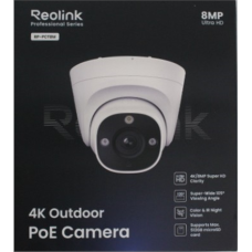SALE OUT. Reolink PCRPD4K01 Smart 4K 125° View PoE Dome Camera , Reolink 4K Smart PoE Camera with Color Night Vision , RP-PCT8M , 24 month(s) , Dome , 8 MP , 2.8mm/F1.6 , IP67 , H.265/H.264 , MicroSD card slot, max. 512GB , UNPACKED, DEMO