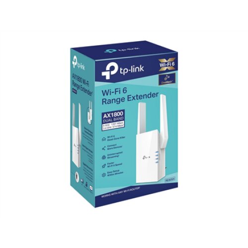 TP-LINK , Range Extender , RE605X , 802.11ax , Mesh Support No , 574+1201 Mbit/s , 10/100/1000 Mbit/s , Ethernet LAN (RJ-45) ports 1 , No mobile broadband , MU-MiMO No , Antenna type 2xExternal