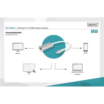 Digitus USB-C 3.2 Gen 1 to HDMI Graphic Adapter , DA-70836