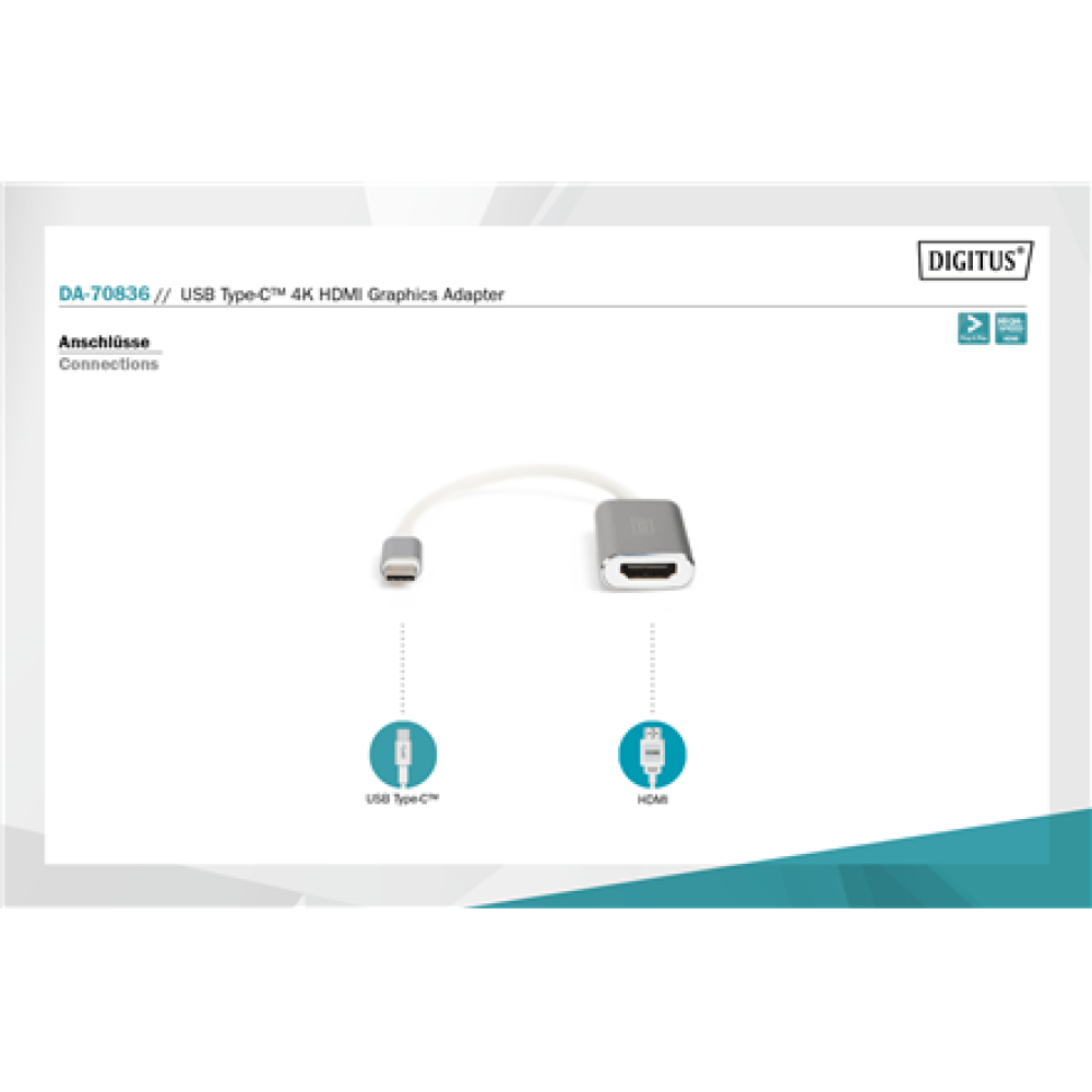 Digitus USB-C 3.2 Gen 1 to HDMI Graphic Adapter , DA-70836