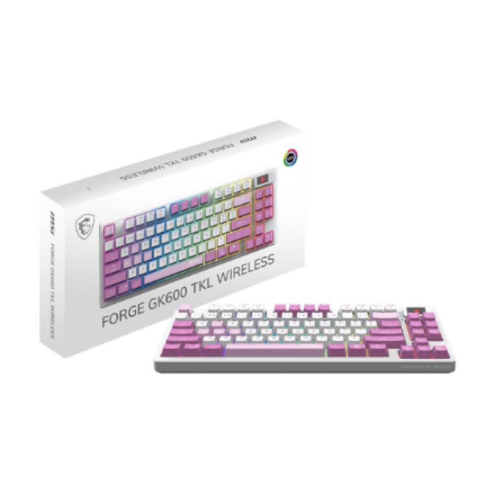 MSI FORGE GK600 TKL WIRELESS VIOLET , Gaming keyboard , Wireless , US , 2.4 GHz Wireless, Bluetooth, USB 2.0 , Mechanical Linear