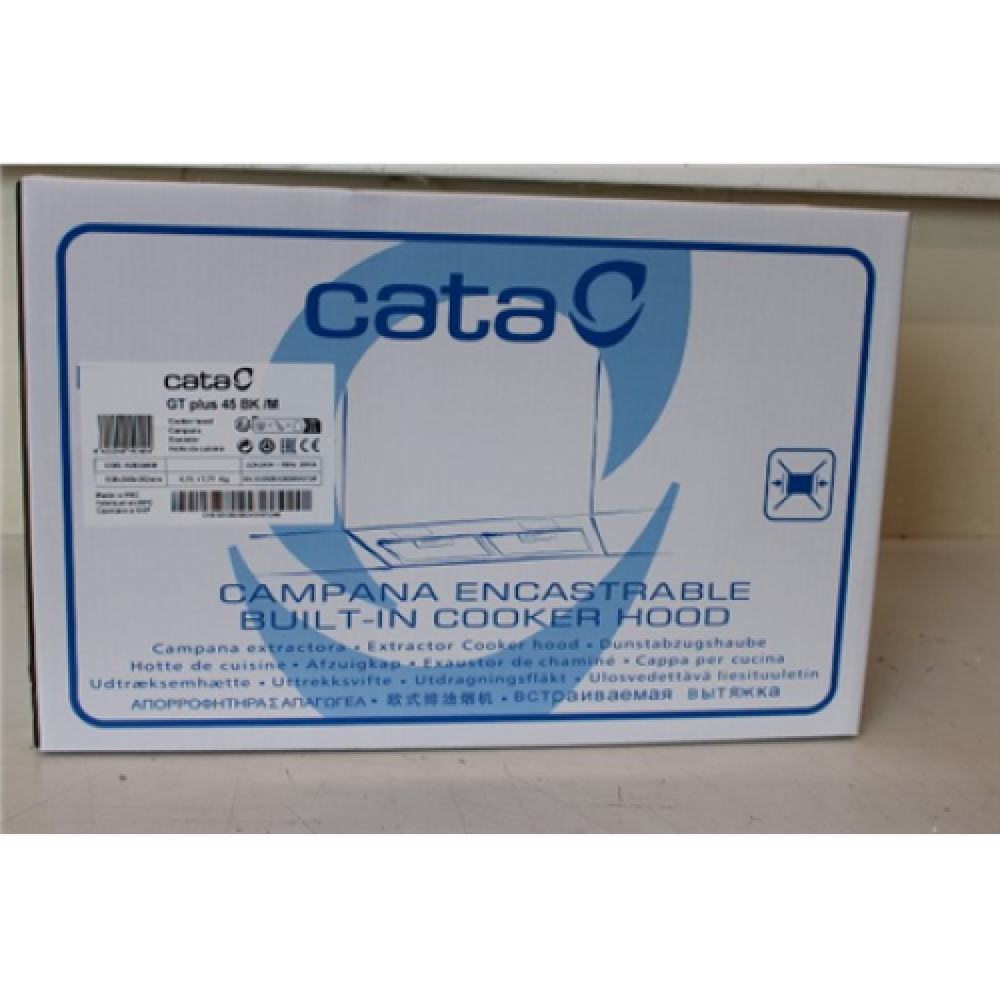 SALE OUT. CATA GT-PLUS 45 BK /M Hood, Energy efficiency class C, Max 645 m³/h, Black , CATA Hood , GT-PLUS 45 BK /M , Canopy , Energy efficiency class C , Width 60 cm , 645 m³/h , Mechanical control , LED , Black , DAMAGED PACKAGING
