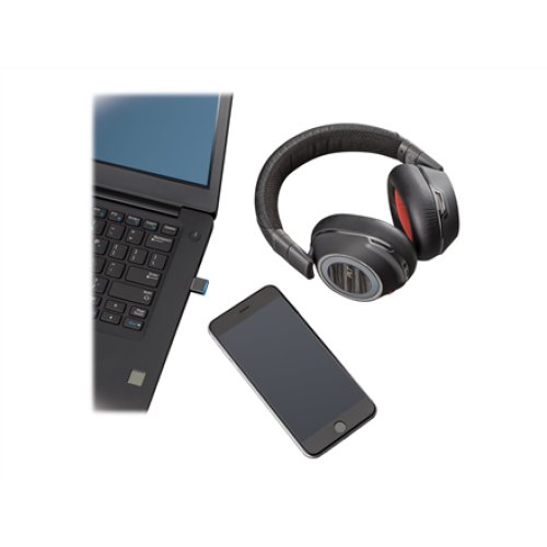 Poly VOYAGER 8200 UC,B8200,BLACK,WW Poly USB-A Headset Built-in microphone Black Wireless USB Type-A Bluetooth