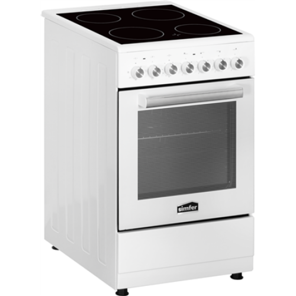 Simfer Cooker 5043SEDBB Hob type Vitroceramic, Oven type Electric, White, Width 50 cm, Grilling, 62 L, Depth 58 cm