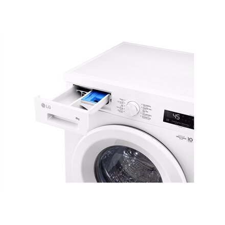 LG Washing Machine , F4X1008NWH , Energy efficiency class A , Front loading , Washing capacity 8 kg , 1400 RPM , Depth 56 cm , Width 60 cm , Display , LCD , Steam function , Direct drive , Wi-Fi , White