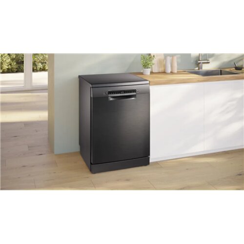 Dishwasher , SMS4EMC06E , Free standing , Width 60 cm , Number of place settings 14 , Number of programs 6 , Energy efficiency class B , Display , AquaStop function , Black inox