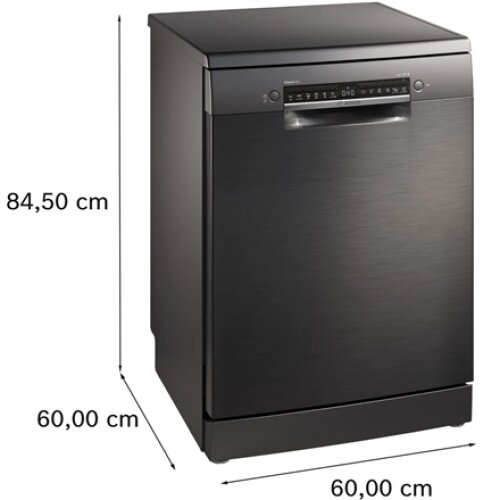 Dishwasher , SMS4EMC06E , Free standing , Width 60 cm , Number of place settings 14 , Number of programs 6 , Energy efficiency class B , Display , AquaStop function , Black inox