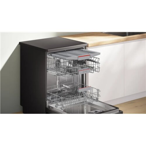 Dishwasher , SMS4EMC06E , Free standing , Width 60 cm , Number of place settings 14 , Number of programs 6 , Energy efficiency class B , Display , AquaStop function , Black inox