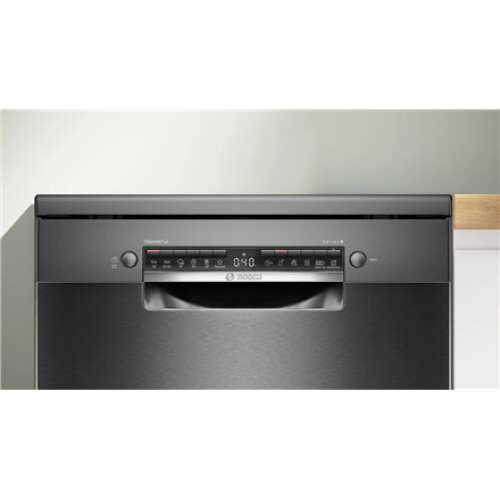 Dishwasher , SMS4EMC06E , Free standing , Width 60 cm , Number of place settings 14 , Number of programs 6 , Energy efficiency class B , Display , AquaStop function , Black inox