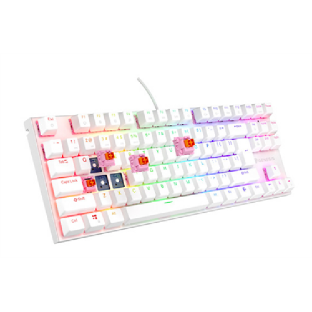 Genesis THOR 303 , Mechanical Gaming Keyboard , Wired , US , White , USB Type-A , Outemu Peach Silent