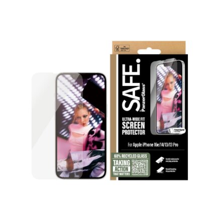PanzerGlass Screen protector , Apple , iPhone 16e/14/13/13 Pro , Glass , Transparent , Ultra-Wide Fit W. Aligner