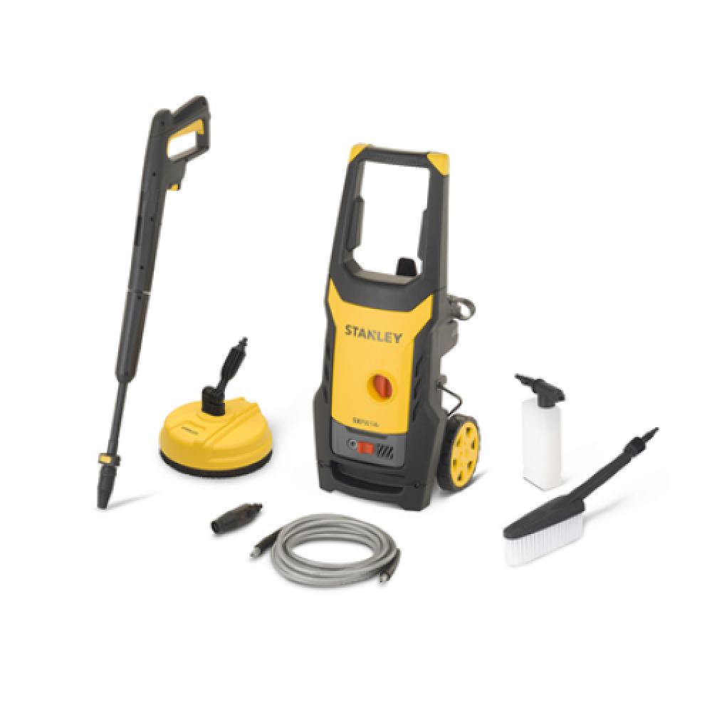 STANLEY SXPW14PE High Pressure Washer with Patio Cleaner (1400 W, 110 bar, 390 l/h) , Stanley 1400 W , 110 bar , 390 l/h