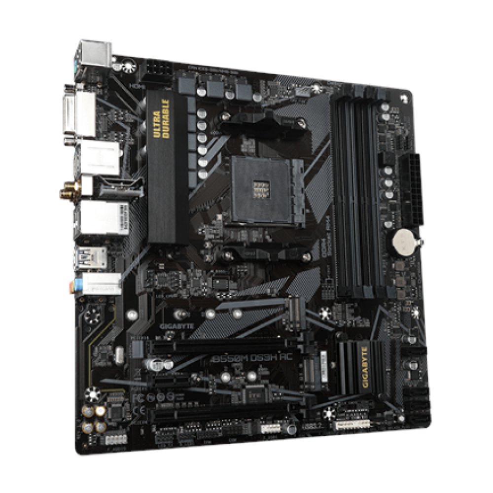 Gigabyte , B550M DS3H AC 1.0/1.1/1.2/1.3/1.5 M/B , Processor family AMD , Processor socket AM4 , DDR4 DIMM , Memory slots 4 , Supported hard disk drive interfaces SATA, M.2 , Number of SATA connectors 4 , Chipset AMD B550 , Micro ATX