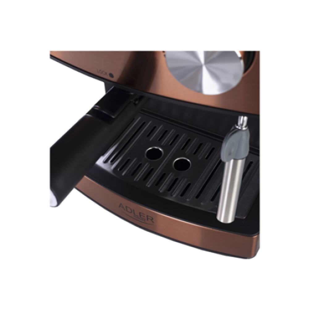 Adler , Espresso coffee machine , AD 4404cr , Pump pressure 15 bar , Built-in milk frother , Semi-automatic , 850 W , Cooper/ black