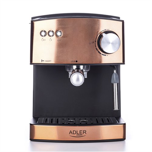 Adler , Espresso coffee machine , AD 4404cr , Pump pressure 15 bar , Built-in milk frother , Semi-automatic , 850 W , Cooper/ black