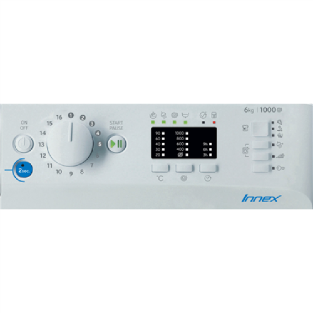 INDESIT , BWSA 61051 W EU N , Washing machine , Energy efficiency class F , Front loading , Washing capacity 6 kg , 1000 RPM , Depth 42.5 cm , Width 59.5 cm , Display , LED Plus , White