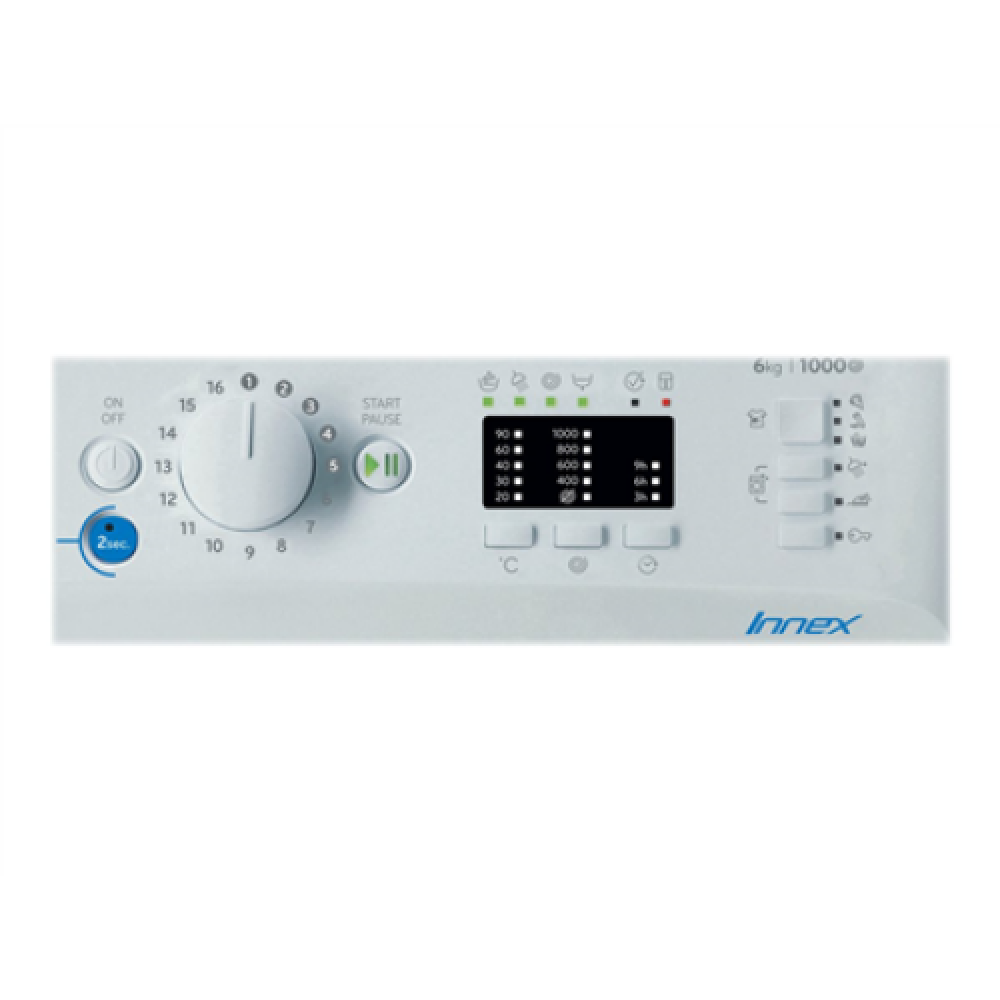 INDESIT , BWSA 61051 W EU N , Washing machine , Energy efficiency class F , Front loading , Washing capacity 6 kg , 1000 RPM , Depth 42.5 cm , Width 59.5 cm , Display , LED Plus , White
