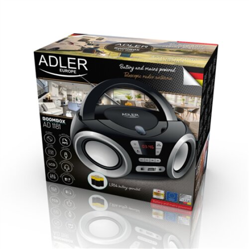 Adler , CD Boombox , AD 1181 , Speakers , USB connectivity