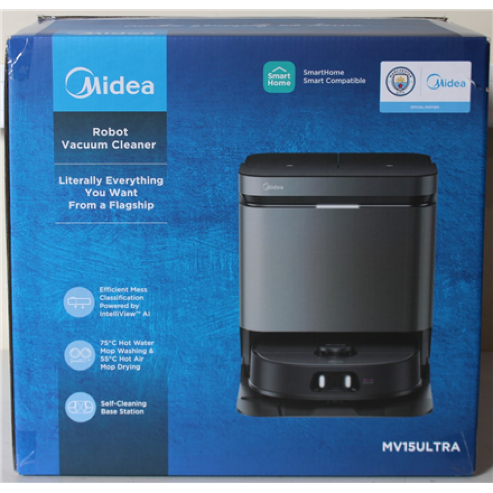 SALE OUT. Midea V15 Robot Vacuum Cleaner , Midea Robot Vacuum Cleaner , V15 , Wet&Dry , 5200 mAh , Dust capacity 3 L , 16200 Pa , Black , MISSING INNER PACKAGING, DEMO