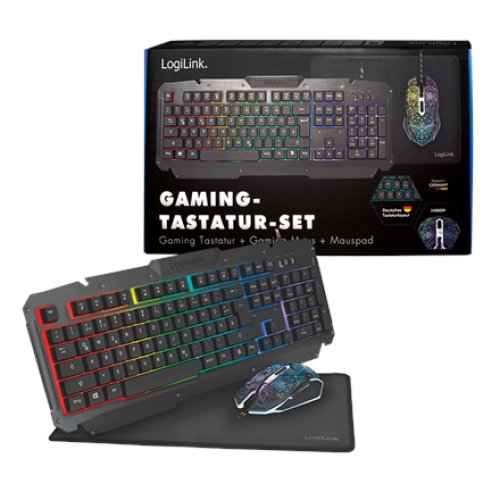 Logilink , Gaming-Set, keyboard, mouse and mouspad , ID0185 , Keyboard, Mouse and Pad Set , Wired , Mouse included , DE