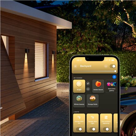Philips Hue WCA Resonate Outdoor Downward Wall Lantern, Black , 8 W , 2000-6500 Hue White Colour Ambiance