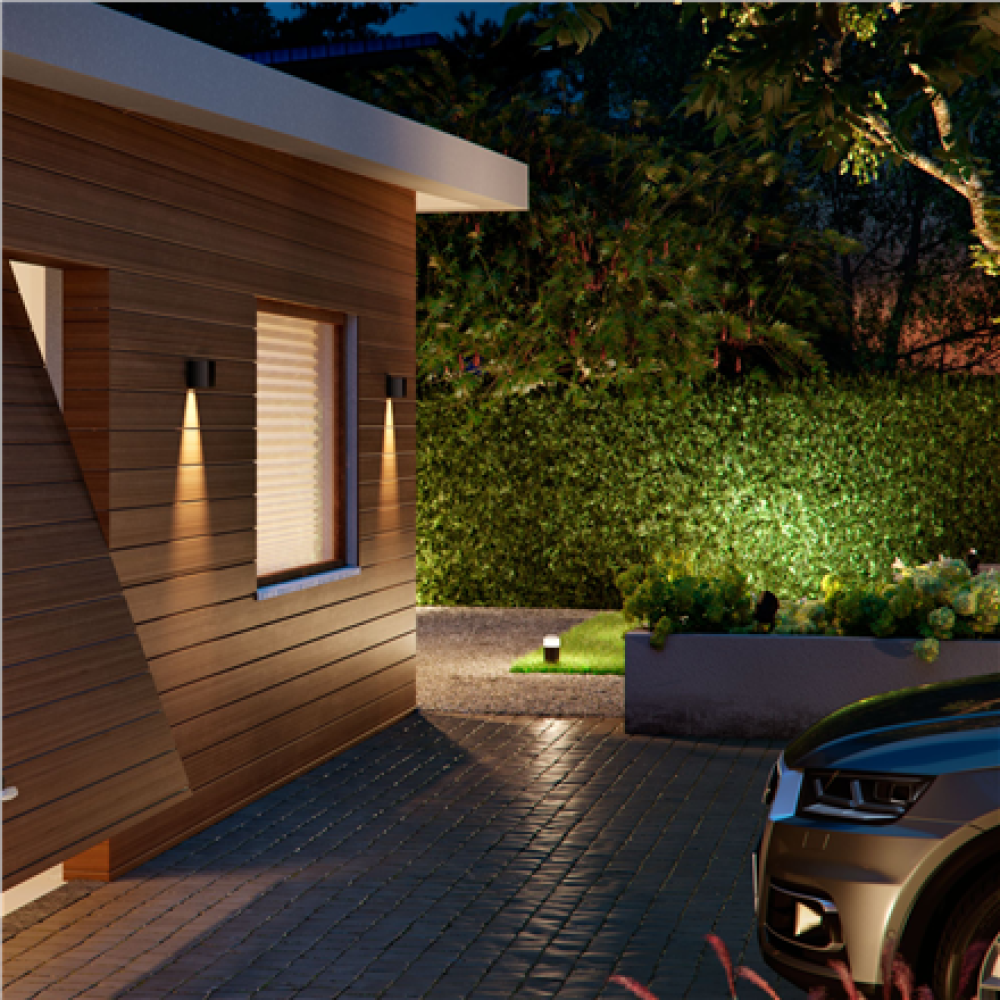 Philips Hue WCA Resonate Outdoor Downward Wall Lantern, Black , 8 W , 2000-6500 Hue White Colour Ambiance