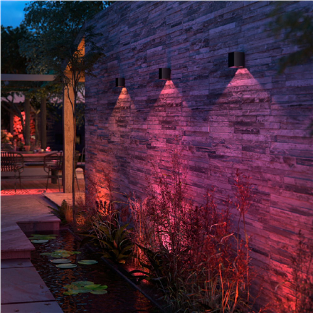 Philips Hue WCA Resonate Outdoor Downward Wall Lantern, Black , 8 W , 2000-6500 Hue White Colour Ambiance