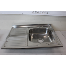 SALE OUT. Sink TREDI, top-mounted, stainless steel, with siphon set, right, 80 x 60 cm , Sourcing DENTED, SCRATCHED, MISSING SEAL RUBBER