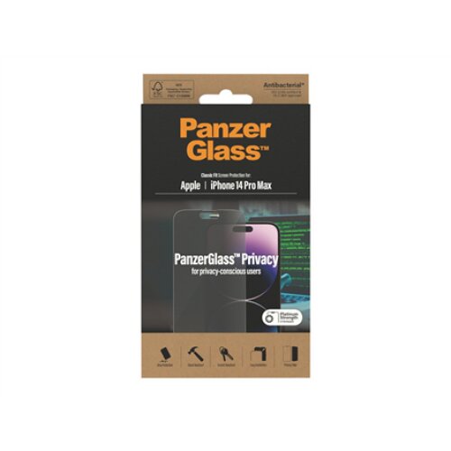 PanzerGlass , Screen protector , Apple , iPhone 14 Pro Max , Glass , Black , Classic Fit , Privacy