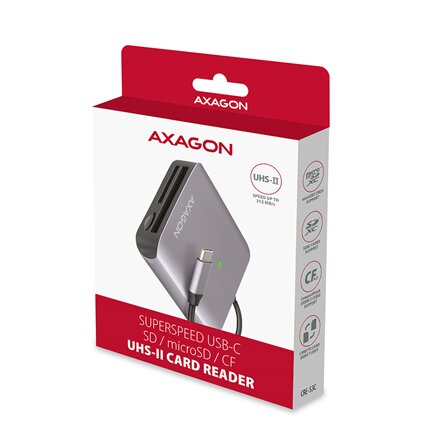 AXAGON Aluminum high-speed USB-C 3.2 Gen 1 memory card reader, 3 slots , CRE-S3C
