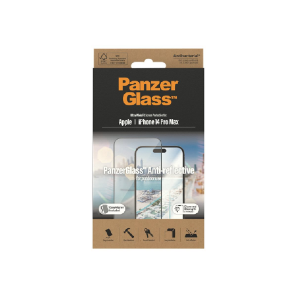 PanzerGlass , Screen protector , Apple , iPhone 14 Pro Max , Glass , Clear , Ultra-Wide Fit; Easy installation; Privacy Filter; Fingerprint resistant , Anti-Reflective
