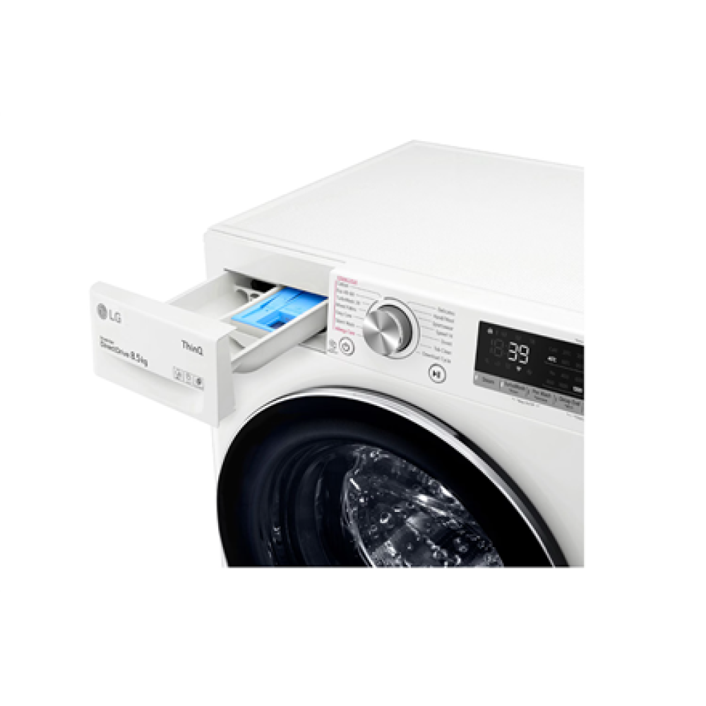 LG Washing machine , F2WV7S8S2E , Energy efficiency class A , Front loading , Washing capacity 8.5 kg , 1200 RPM , Depth 47.5 cm , Width 60 cm , Display , LED , Steam function , Direct drive , Wi-Fi , White