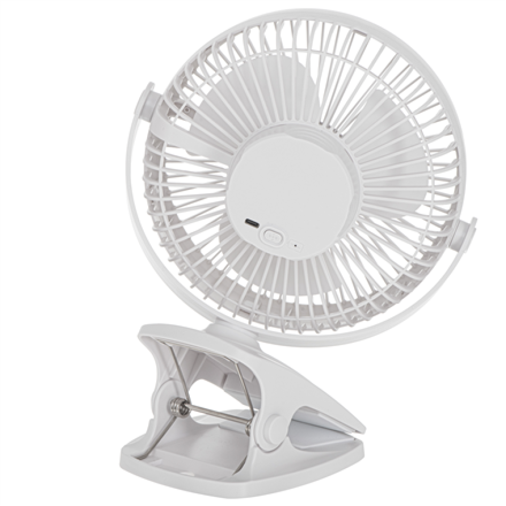 Adler Rechargeable Clip-on Desk Fan , AD 7342 , Table Fan , White , Diameter 15.5 cm , Number of speeds 3 , Oscillation , 5 W