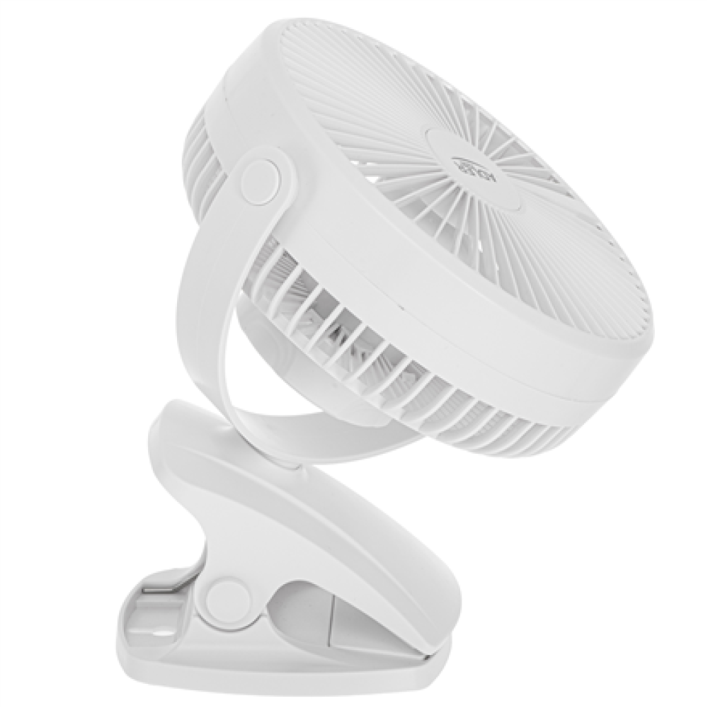 Adler Rechargeable Clip-on Desk Fan , AD 7342 , Table Fan , White , Diameter 15.5 cm , Number of speeds 3 , Oscillation , 5 W