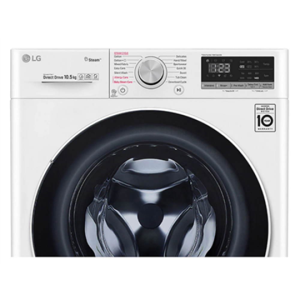 LG Washing machine F4WV510S0E Energy efficiency class E, Front loading, Washing capacity 10.5 kg, 1400 RPM, Depth 56 cm, Width 60 cm, Display, LED, Steam function, Direct drive, Wi-Fi, White