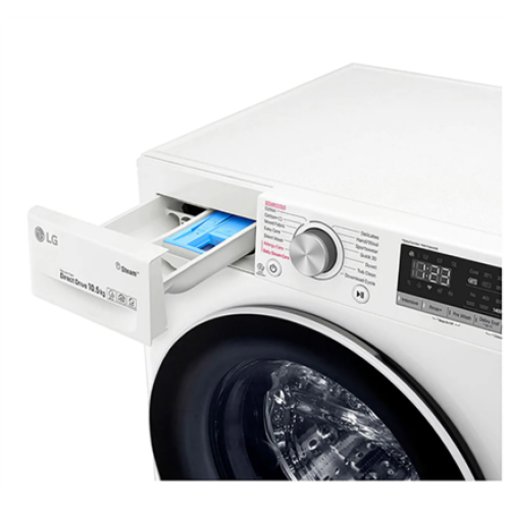 LG Washing machine F4WV510S0E Energy efficiency class E, Front loading, Washing capacity 10.5 kg, 1400 RPM, Depth 56 cm, Width 60 cm, Display, LED, Steam function, Direct drive, Wi-Fi, White