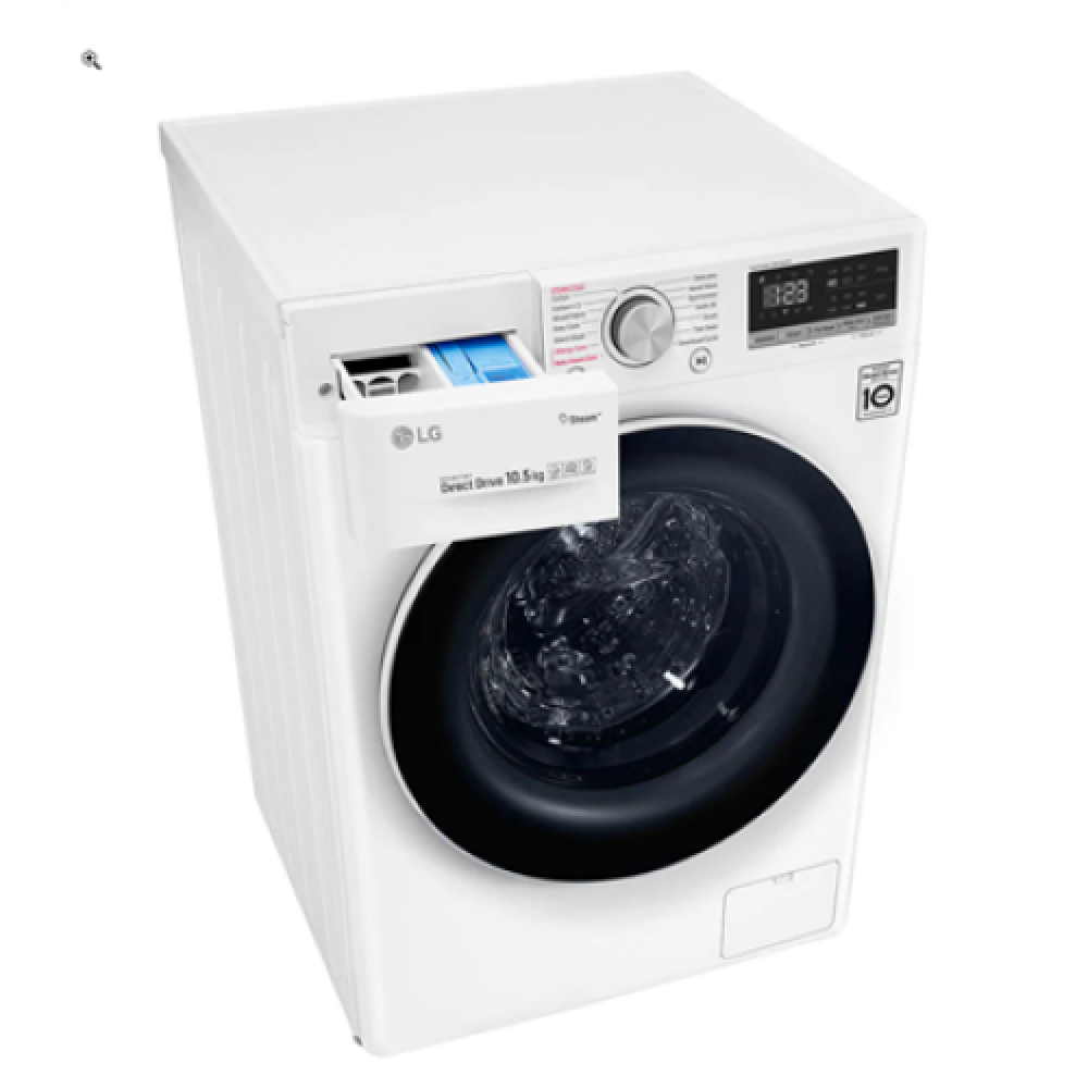 LG Washing machine F4WV510S0E Energy efficiency class E, Front loading, Washing capacity 10.5 kg, 1400 RPM, Depth 56 cm, Width 60 cm, Display, LED, Steam function, Direct drive, Wi-Fi, White