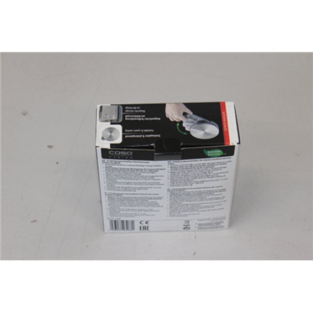 SALE OUT. Caso Kitchen EcoMate Scales, Max weight 5 kg, Graduation 1 g, Kinetic energy, Stainless steel Caso Scales Kitchen EcoMate Graduation 1 g Display type LCD Maximum weight (capacity) 5 kg Stainless steel USED AS DEMO