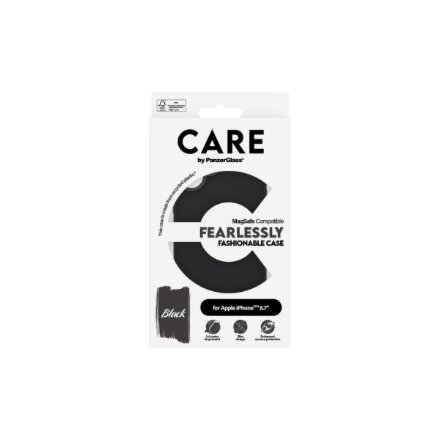 CARE by PanzerGlass Case Fashion , Back protection , Apple , iPhone 16 Plus , Recycled plastic , Black , MagSafe