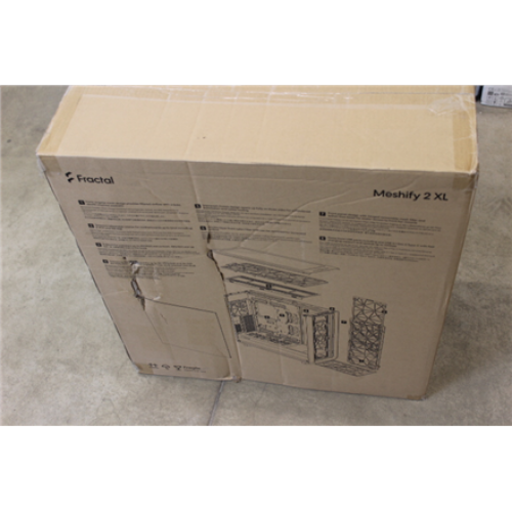 SALE OUT. Fractal Design Meshify 2 XL Black TG Light Tint Fractal Design Meshify 2 XL Light Tempered Glass Black, DAMAGED PACKAGING, DENT ON SIDE