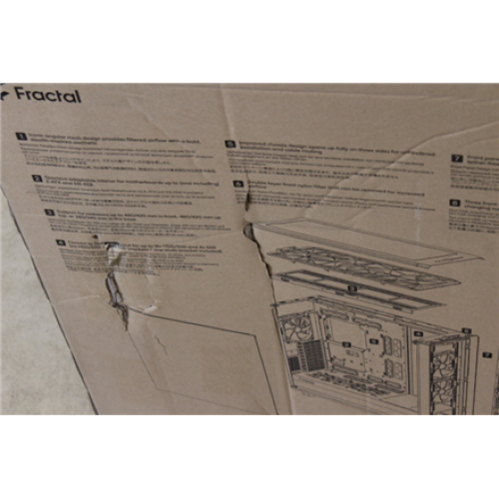 SALE OUT. Fractal Design Meshify 2 XL Black TG Light Tint Fractal Design Meshify 2 XL Light Tempered Glass Black, DAMAGED PACKAGING, DENT ON SIDE