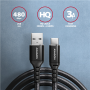 AXAGON Data and charging cable, 2 m , BUCM-AM20AB , USB Type-C to USB Type-A