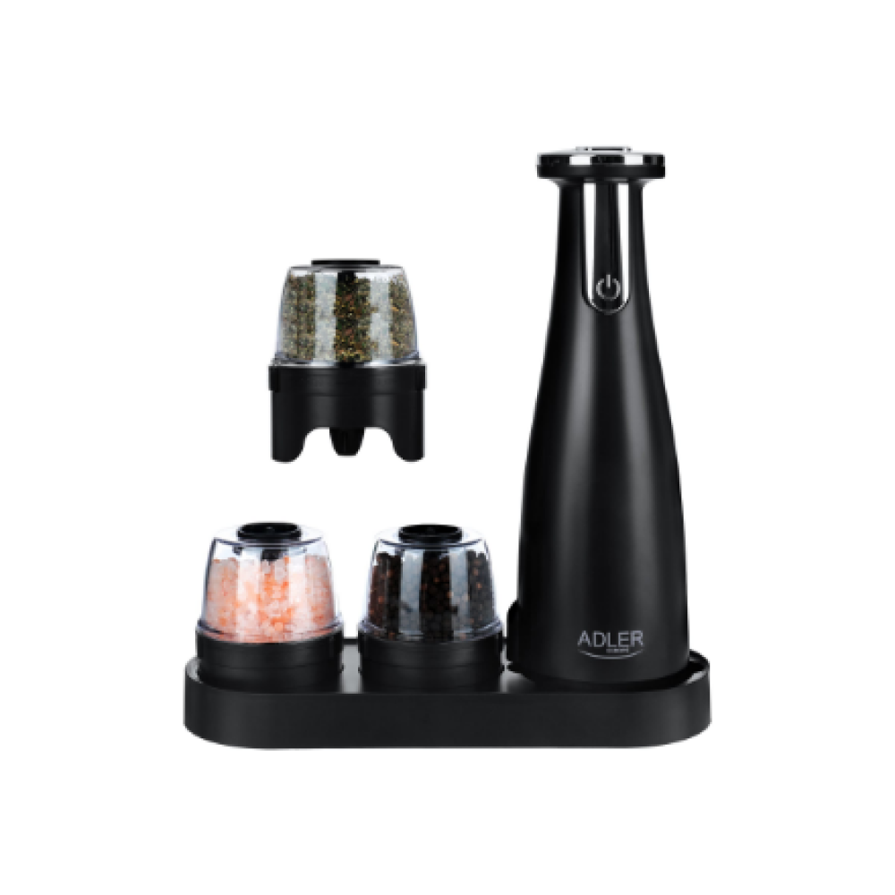 Adler , Electric Salt and pepper grinder , AD 4449b , Grinder , 7 W , Housing material ABS plastic , Lithium , Mills with ceramic querns; Charging light; Auto power off after: 3 minutes; Fully charged for 120 minutes of continuous use; Charging time: 2.5 
