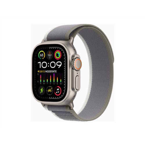 Apple Watch Ultra 2 GPS + Cellular, 49mm Titanium Case with Green/Grey Trail Loop - S/M