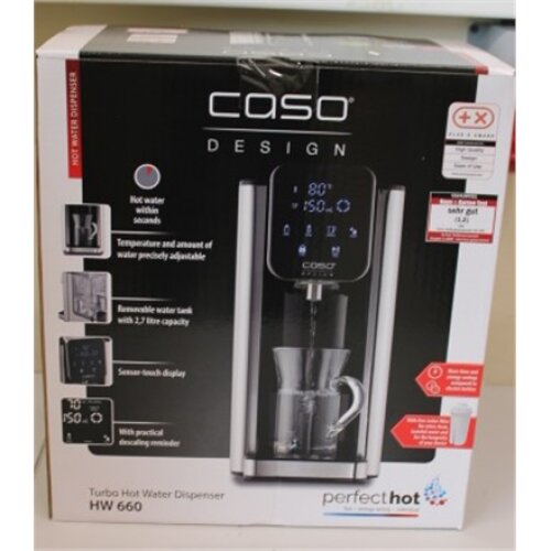 SALE OUT. Caso HW 660 Turbo hot water dispenser, Power 2600 W, Capacity 2.7 L, Black/Stainless steel, DAMAGED PACKAGING , Caso , Turbo hot water dispenser , HW 660 , Water Dispenser , 2600 W , 2.7 L , Black/Stainless steel , DAMAGED PACKAGING