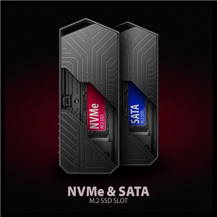 AXAGON USB-C 10Gbps - M.2 NVMe and SATA SSD GAME M.2 box , EEM2-GAM
