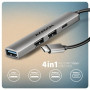 AXAGON ALU STRIP USB-C 4 port hub , HUE-STC